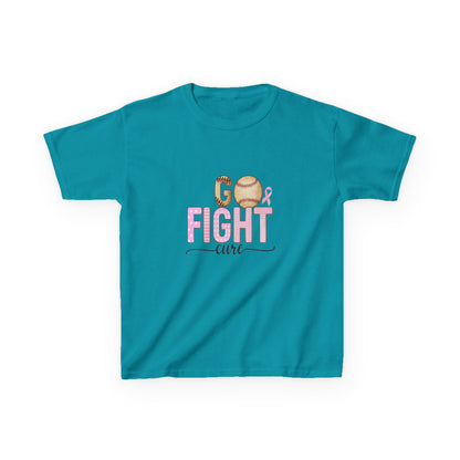Go Fight Cure Baseball Pink Ribbon Kids Christmas Tee