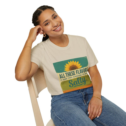 Sunflower Salty T-Shirt: Unisex Softstyle Tee for Sunshine Lovers, Casual Wear, Birthday Gift, Summer Vibes, Relaxed Style