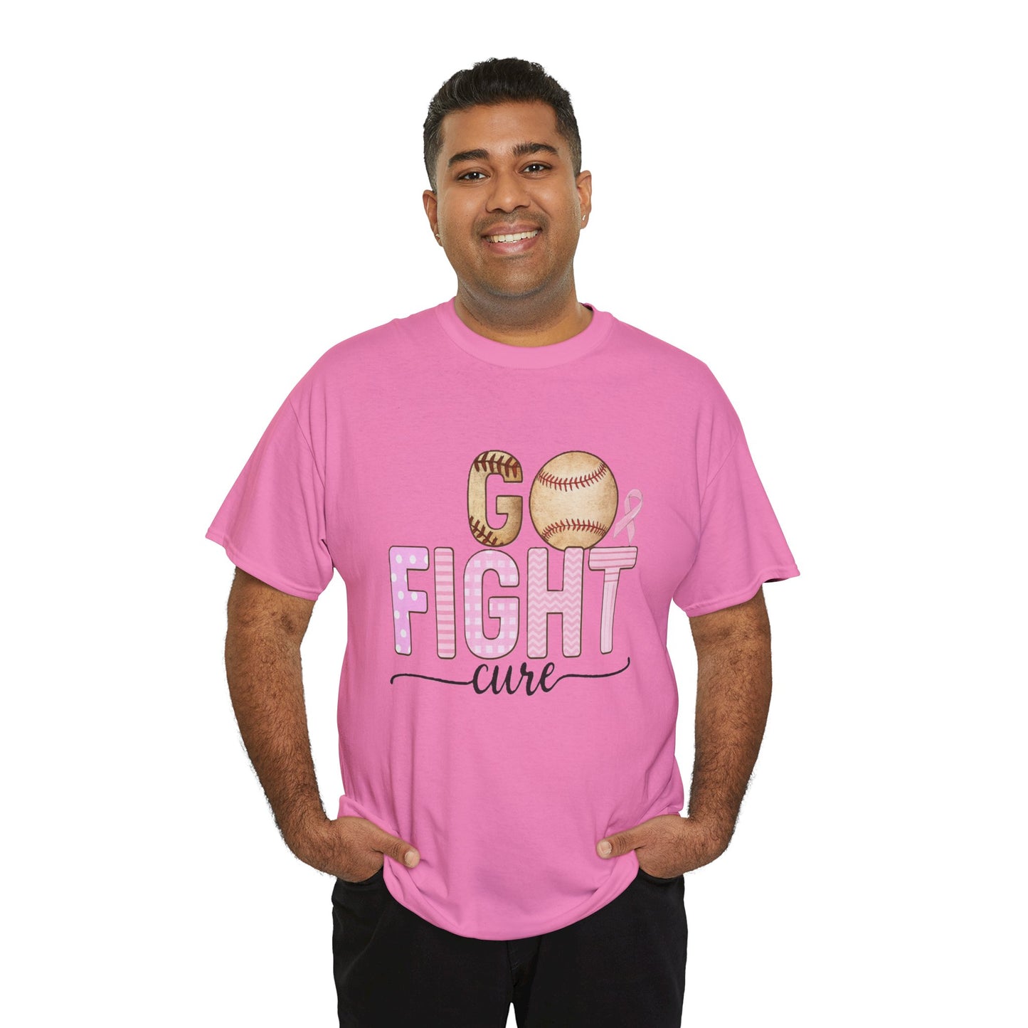 Go Fight Cure Baseball Pink Ribbon Awareness Tee