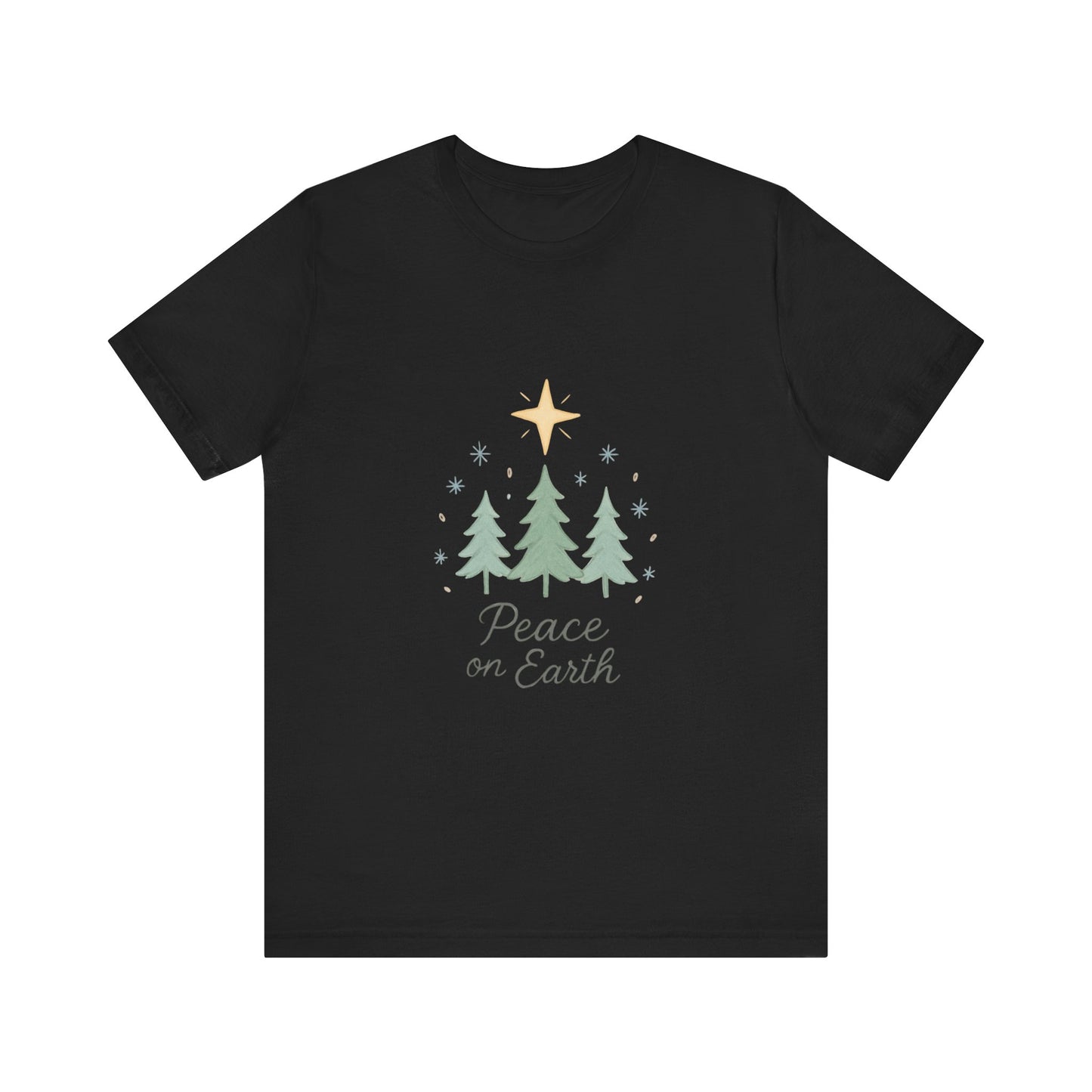 Peace on Earth Christmas Tee — Holiday Pine Tree Graphic Shirt