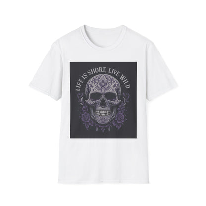 Skull Graphic T-Shirt: Live Wild, Unisex Style for Everyday Wear, Casual Outfit, Gift for Friends, Music Festivals, Halloween