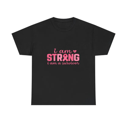 I AM STRONG - Pink Ribbon Breast Cancer Awareness Tee