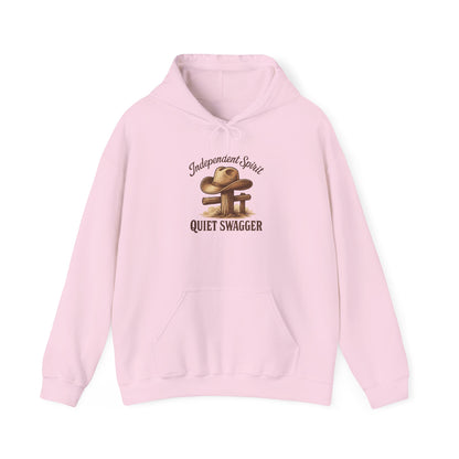 Quiet Swagger Hoodie – "Independent Spirit" Cowboy Hat Graphic Pullover