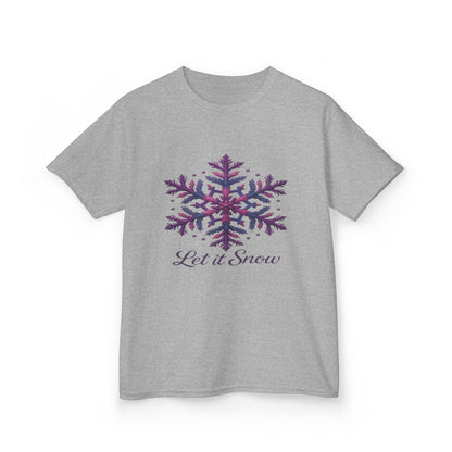Let It Snow Dinosaur Kids Tee - Holiday Christmas Shirt