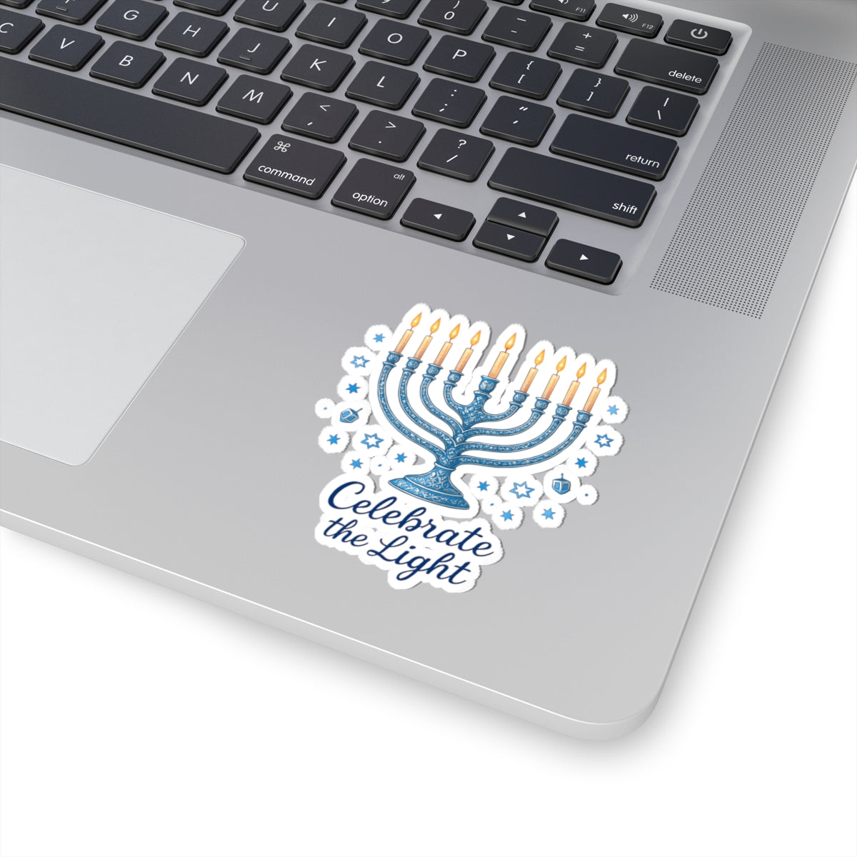 Hanukkah Menorah Sticker — "Celebrate the Light" Kiss-Cut Sticker