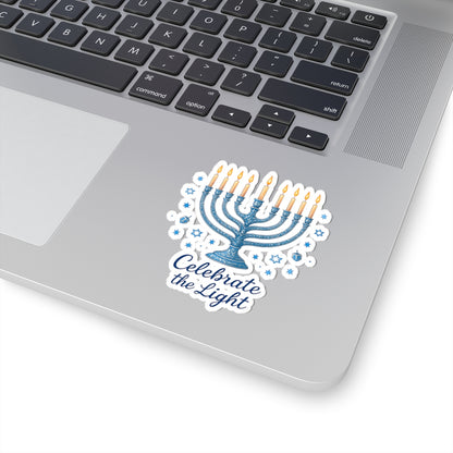 Hanukkah Menorah Sticker — "Celebrate the Light" Kiss-Cut Sticker