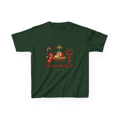 Joy to the World Dino Christmas Kids Tee