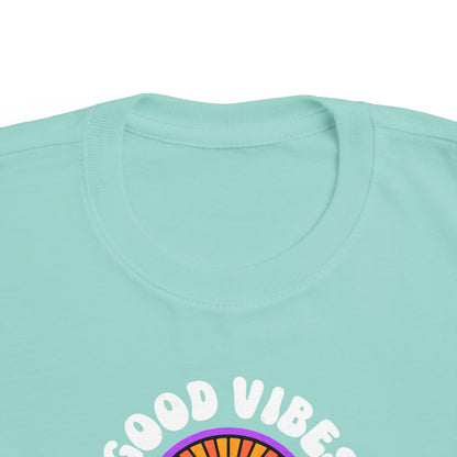 Toddler's Good Vibes Tee - Bright Jersey T-Shirt for Kids, Fun Summer Wear, Gift for Birthdays, Playdates, Rainbow Theme