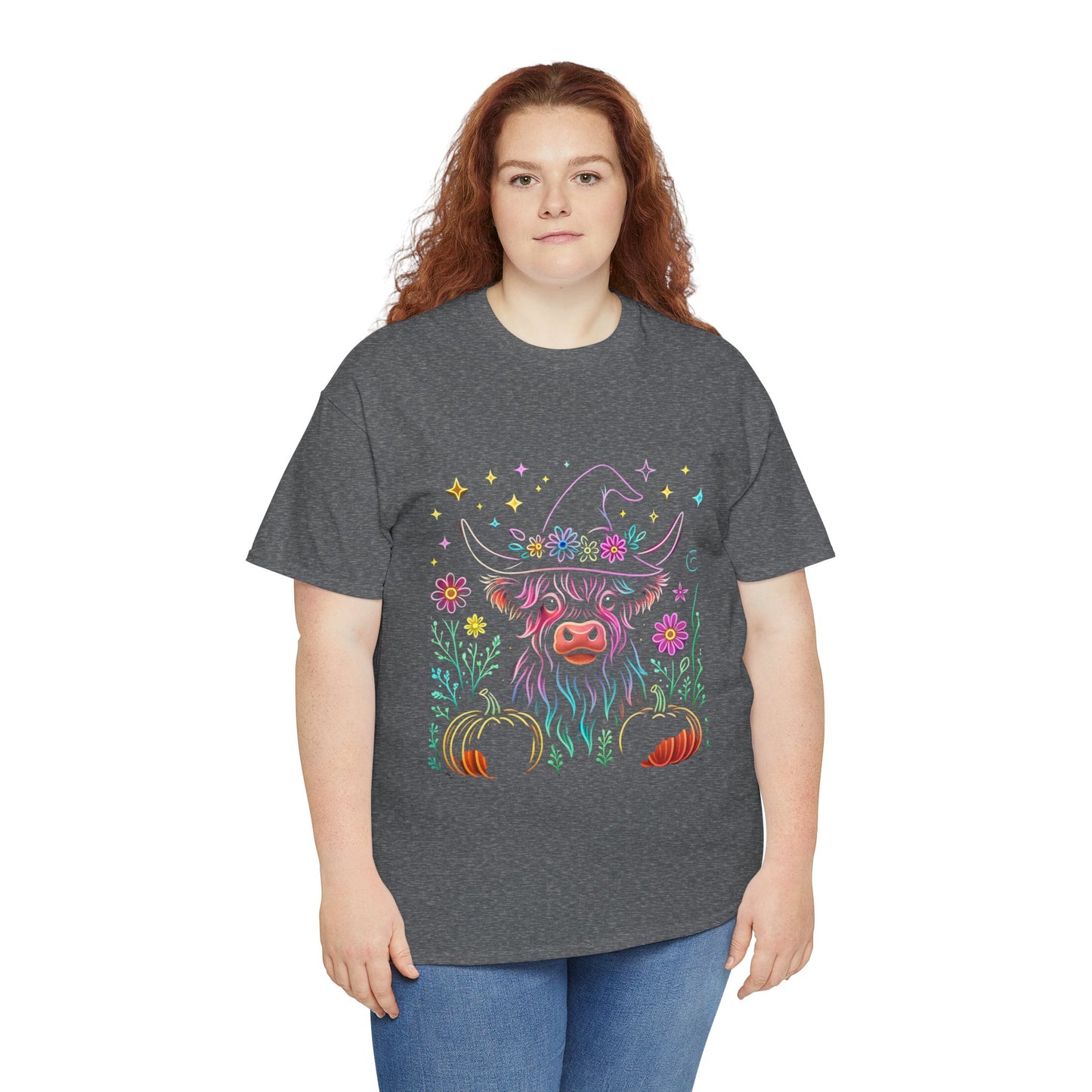 🎃 Magical Highland Cow Tee – Witchy Pumpkin Farm Shirt