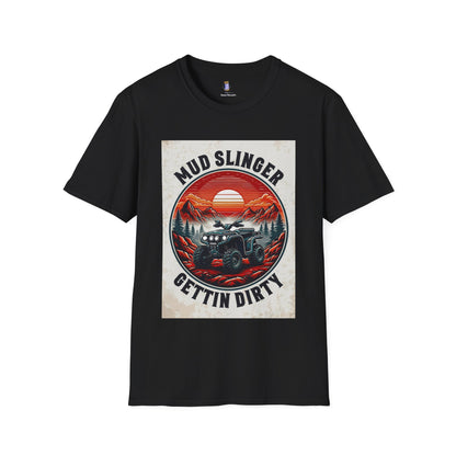 Mud Slinger Unisex Softstyle T-Shirt, Adventure Tee, Off-Road Enthusiast Shirt, Gift for Mud Lovers, Outdoor Sportswear, Gettin Dirty Tee