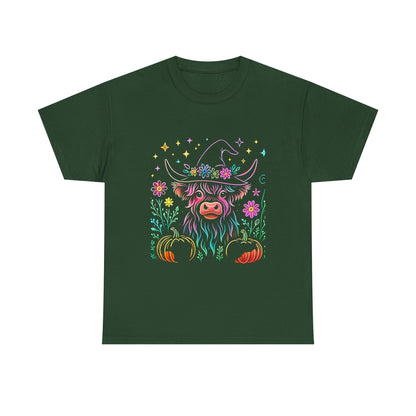 🎃 Magical Highland Cow Tee – Witchy Pumpkin Farm Shirt