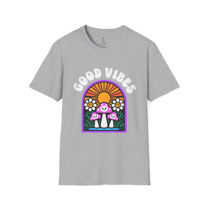 Good Vibes Unisex Softstyle T-Shirt | Retro Graphic Tee | Summer Vibe Shirt | Festival Fashion | Relaxed Fit Casual Top