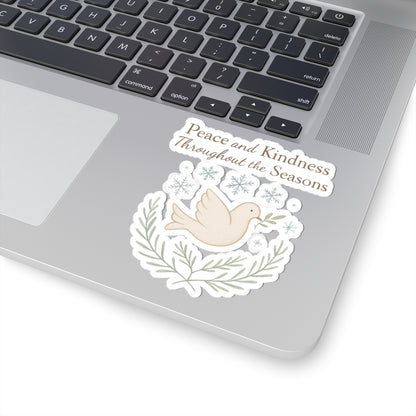 Peace and Kindness Dove Sticker — Kiss-Cut Inspirational Laptop Sticker