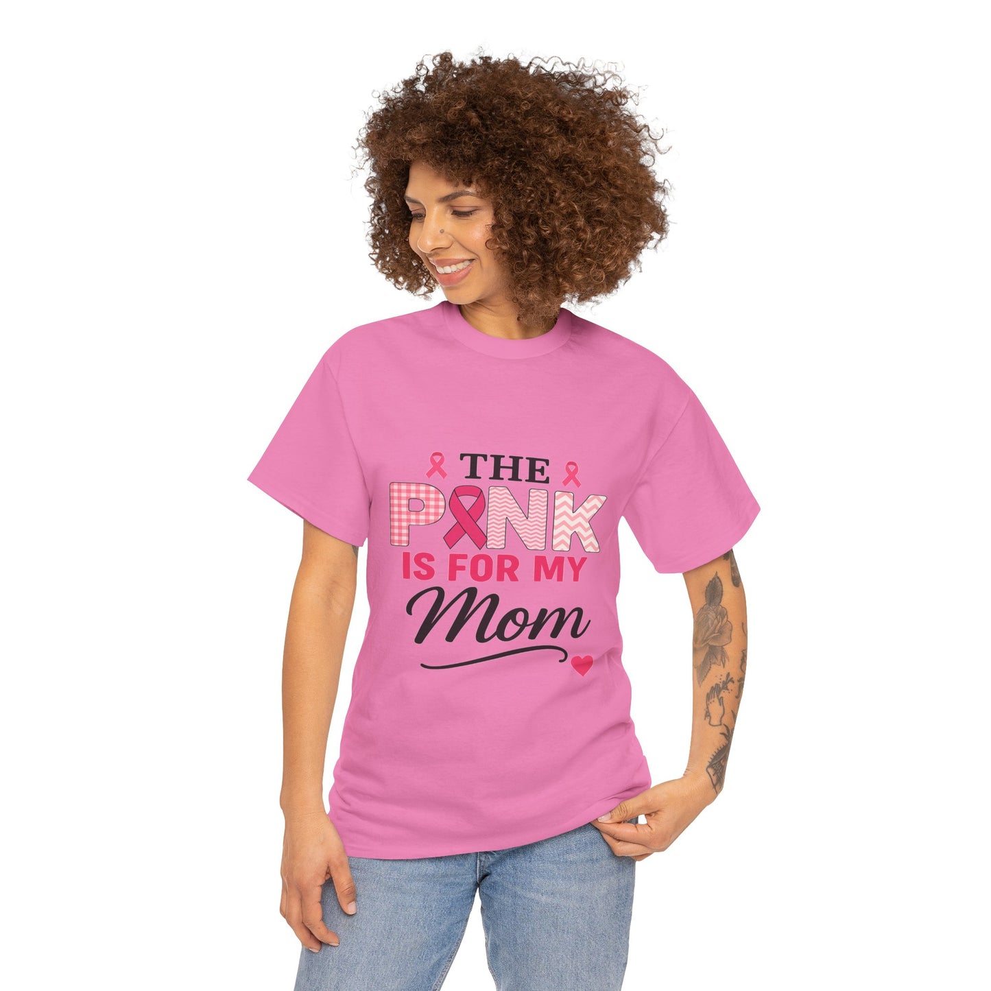 Mom's Strength: Pink Ribbon Breast Cancer Awareness Tee