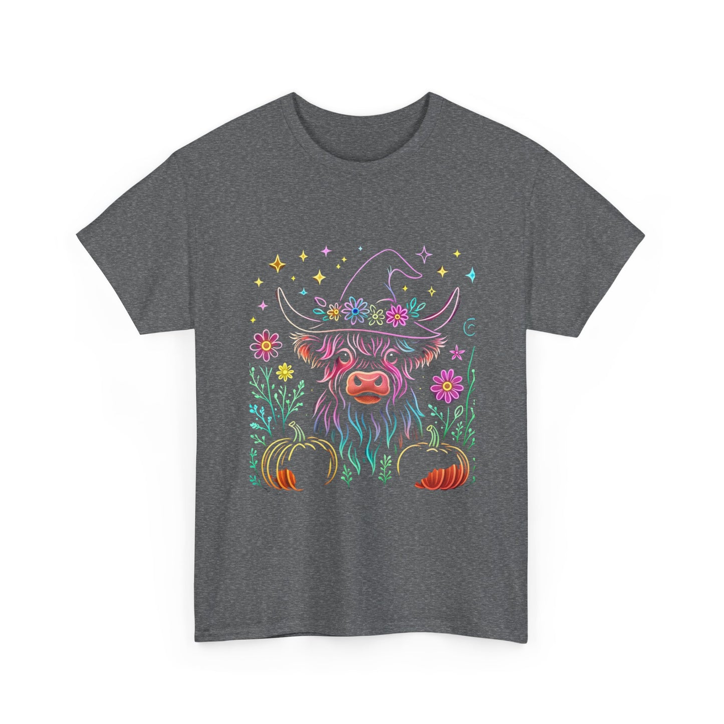 🎃 Magical Highland Cow Tee – Witchy Pumpkin Farm Shirt