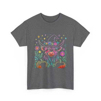 🎃 Magical Highland Cow Tee – Witchy Pumpkin Farm Shirt