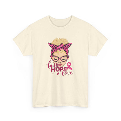 Hope Love Pink Ribbon Tee - Breast Cancer Awareness