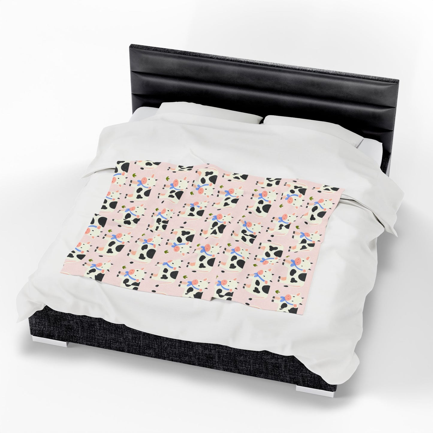 Cow Print Velveteen Plush Blanket, Cute Baby Throw, Nursery Decor, Cozy Gift, Kid’s Room