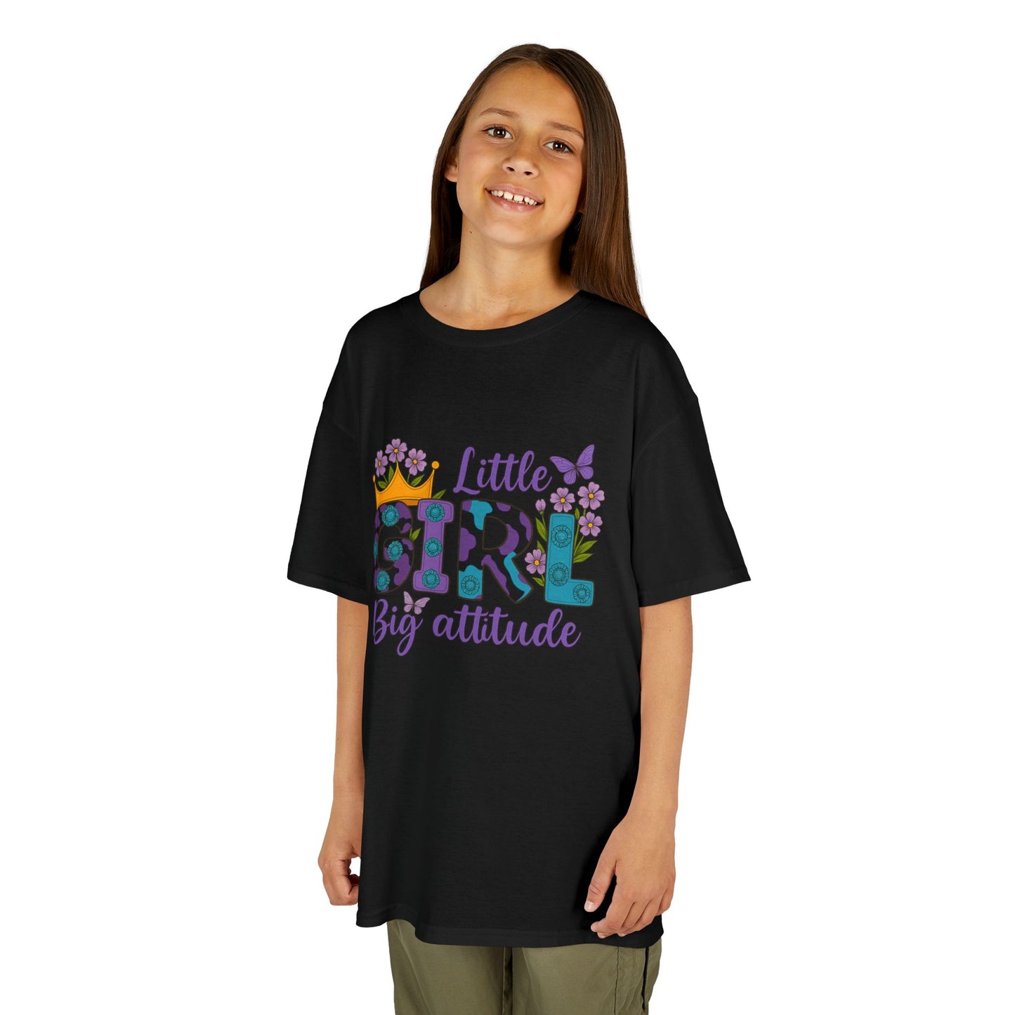 Whimsical Kids Tee for Big Attitude, Fun T-Shirt for Girls, Playful Cotton Shirt, Gift for Birthdays or Celebrations