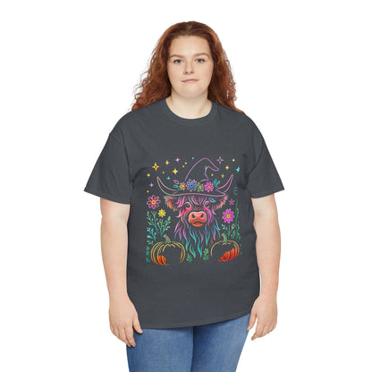 🎃 Magical Highland Cow Tee – Witchy Pumpkin Farm Shirt