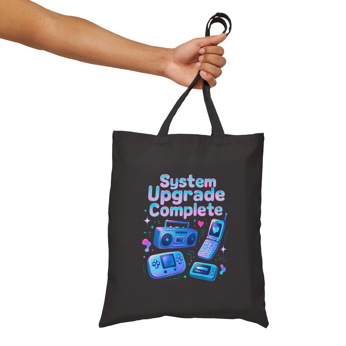 System Upgrade Complete Tote Bag — Retro Gaming Cotton Canvas Tote