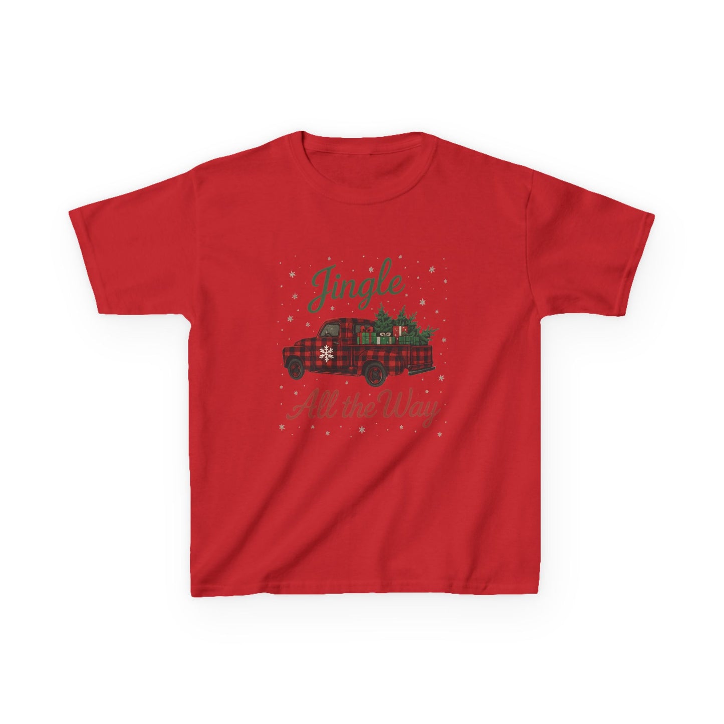 Jingle All The Way Dino Truck Kids Christmas Tee