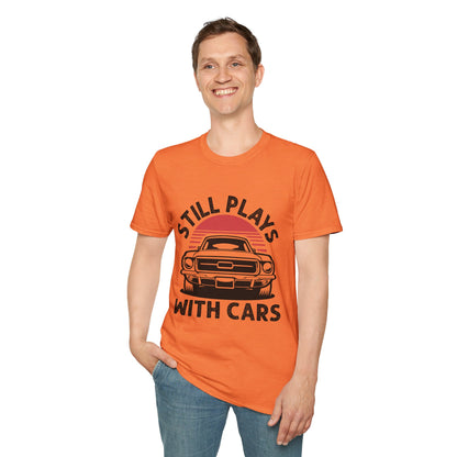 Retro Car Enthusiast T-Shirt, Still Plays with Cars Tee, Gift for Men, Vintage Auto Lover Shirt, Casual Wear, Birthday Present