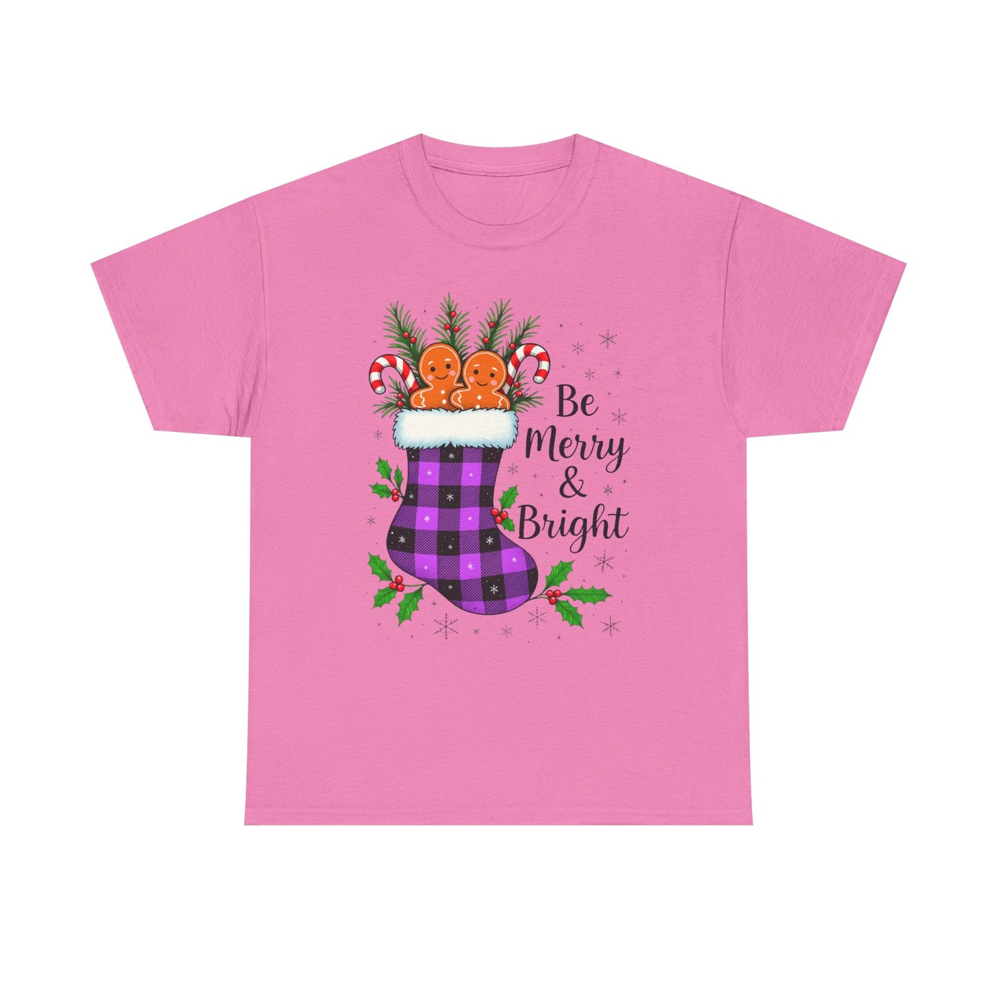 Buffalo Plaid Stocking Unisex Tee - Be Merry & Bright