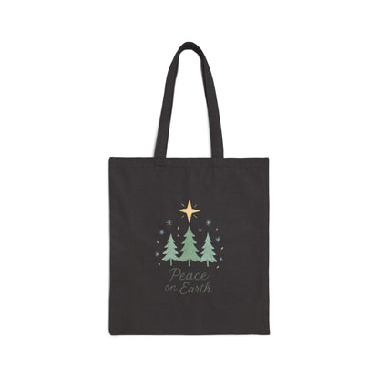 Peace on Earth Tote Bag — Holiday Christmas Canvas Shopper