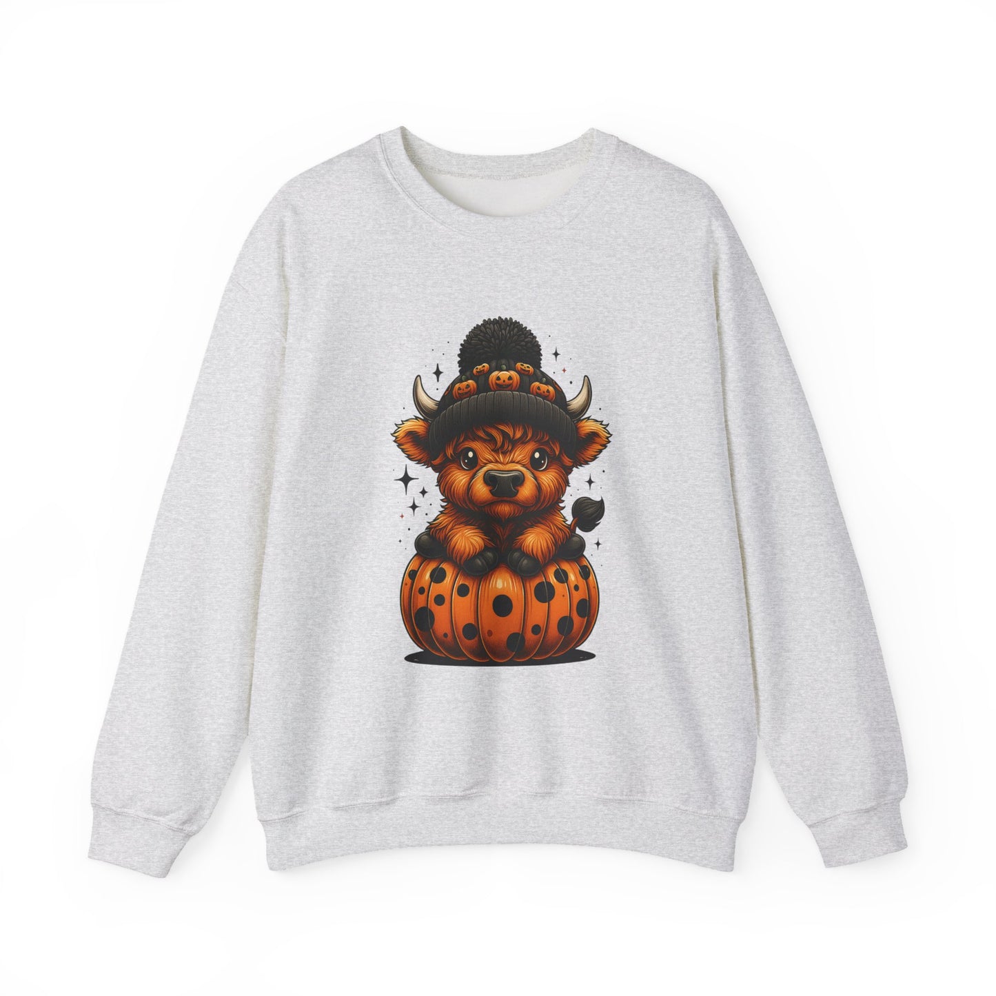 Halloween Cow Calf in Pumpkin Crewneck Sweatshirt