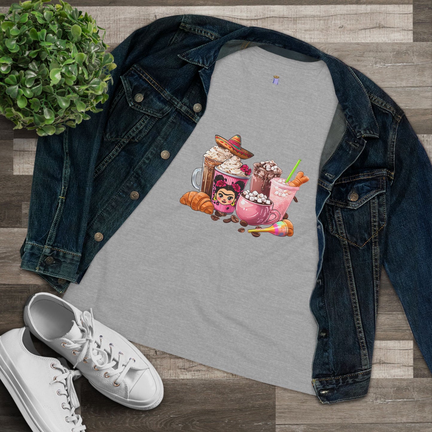 Latina Cute Beverage Women's Cotton Tee, Coffee Lover Gift, Cute Summer Shirt, Birthday Present, Cozy Foodie Tee