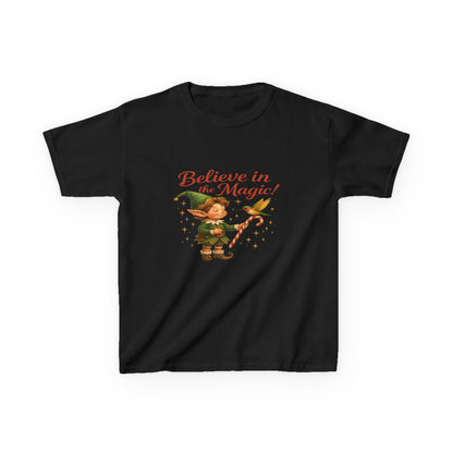 Believe in the Magic Elf & Dino Christmas Kids Tee
