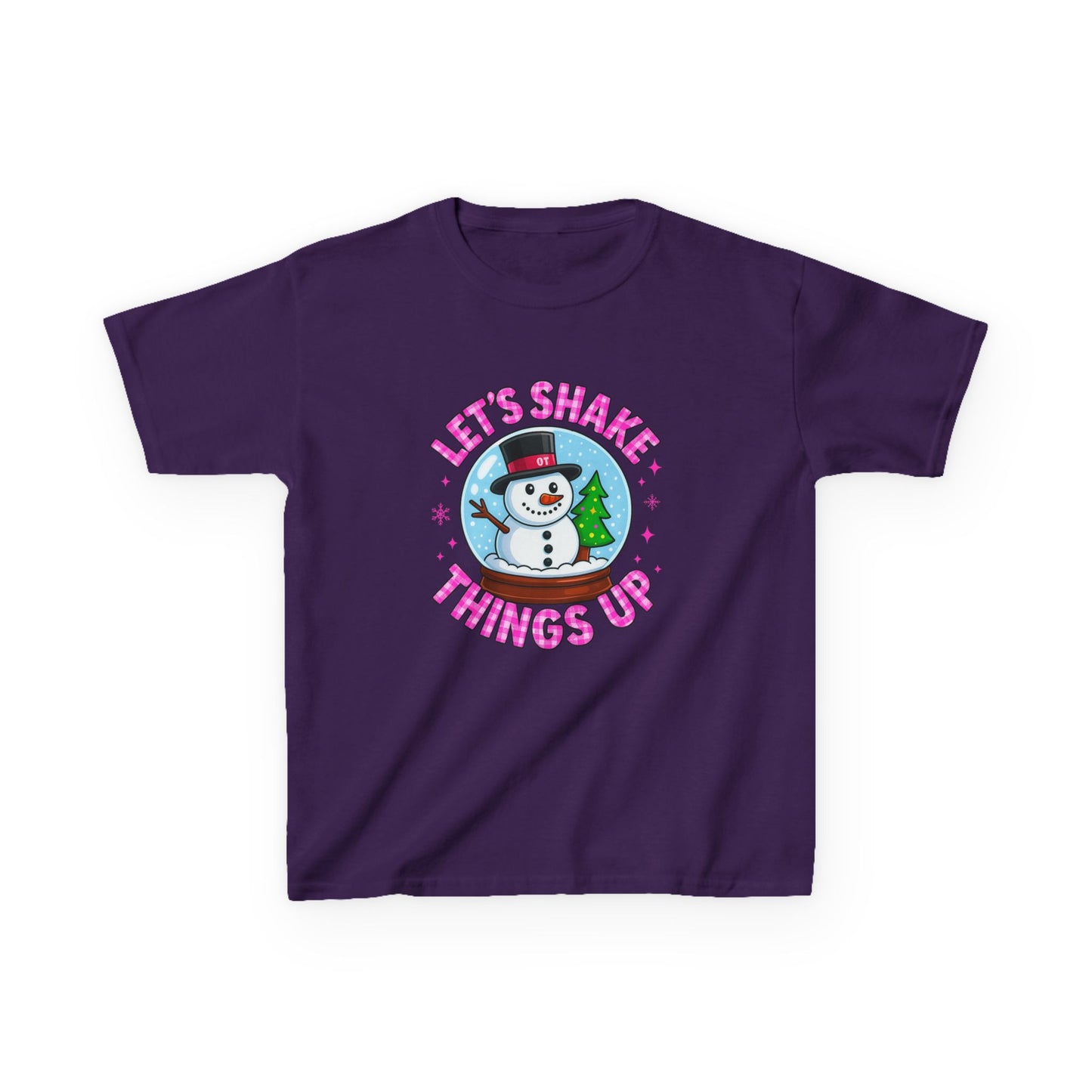 Shake Things Up! Snowman & Dino Christmas Kids Tee
