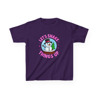 Shake Things Up! Snowman & Dino Christmas Kids Tee