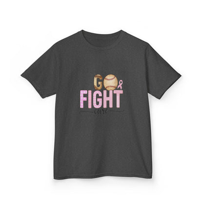 Go Fight Cure Baseball Pink Ribbon Kids Christmas Tee