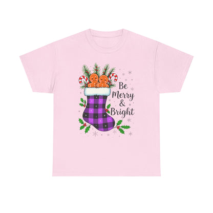 Buffalo Plaid Stocking Unisex Tee - Be Merry & Bright