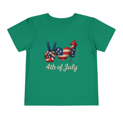 4th of July Peace & Heart Tee: Patriotic Toddler Shirt