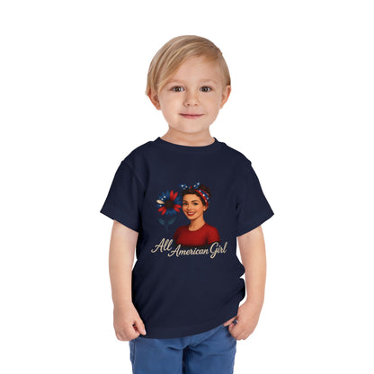 Toddler Tee All American Girl Patriotic Floral Shirt