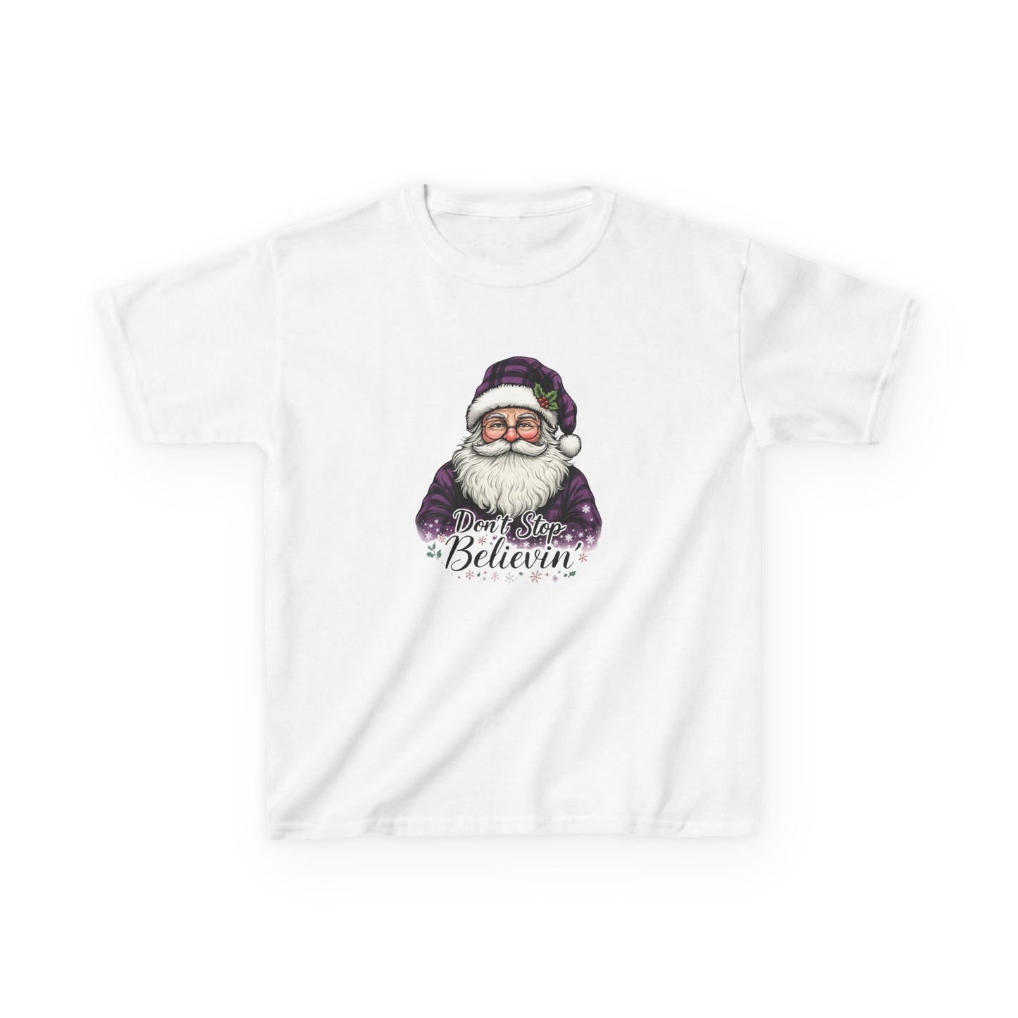 Santa Dino Believin' Kids Christmas Tee