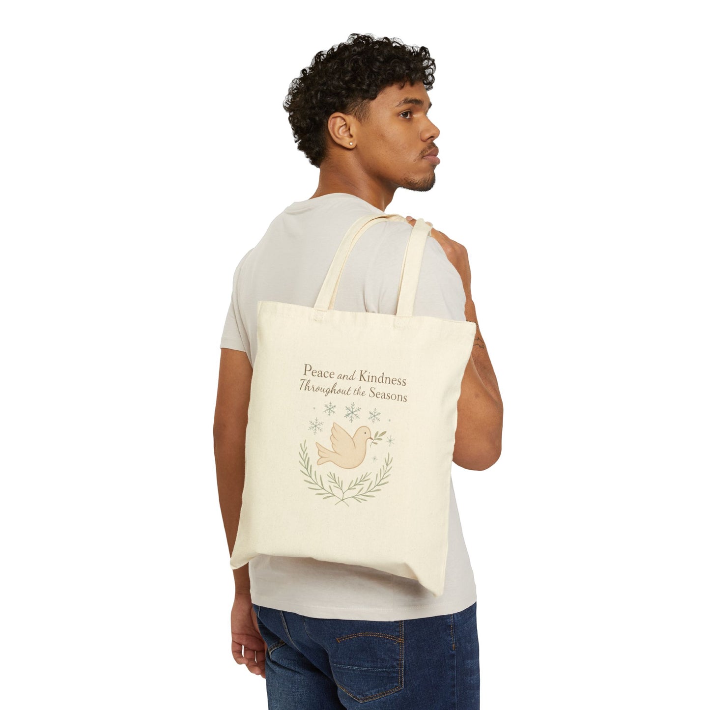 Peace and Kindness Throughout the Seasons Cotton Canvas Tote