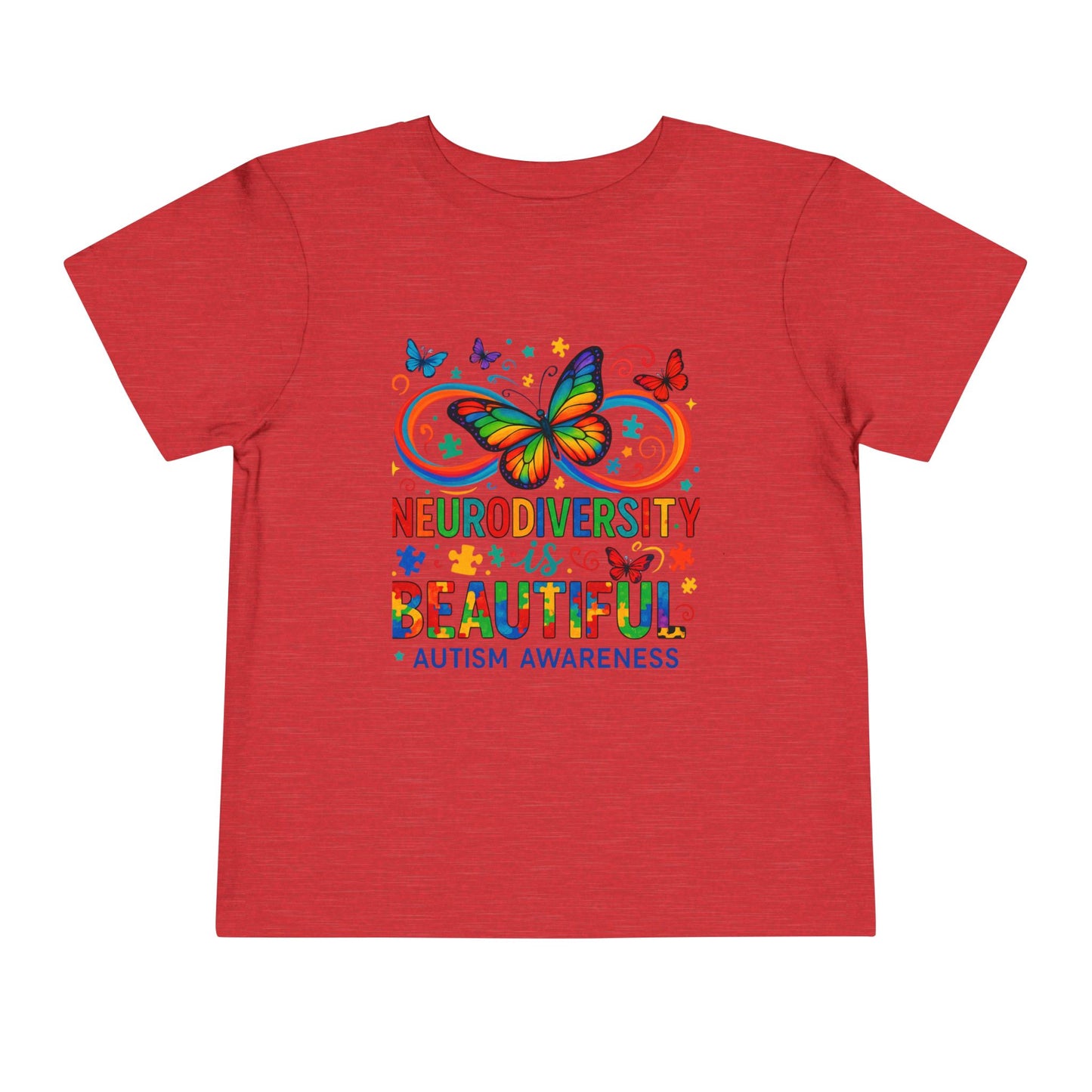 Toddler Tee - Neurodiversity is Beautiful Butterfly Rainbow Puzzle Piece Tee