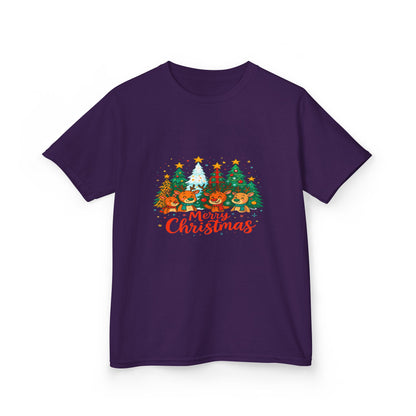 Merry Christmas Reindeer & Dino Trees Kids Tee