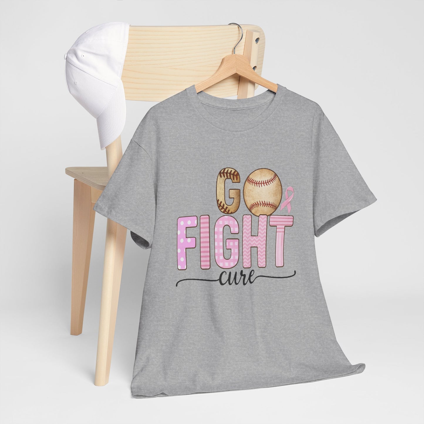 Go Fight Cure Baseball Pink Ribbon Awareness Tee