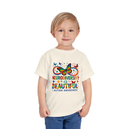 Toddler Tee - Neurodiversity is Beautiful Butterfly Rainbow Puzzle Piece Tee