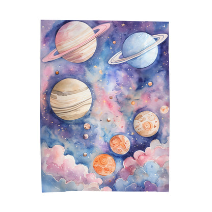 Cosmic Dreams Velveteen Plush Blanket - Soft Blankets for Stargazers, Galaxy Lovers, Kids Room Decor, Cozy Home Gift