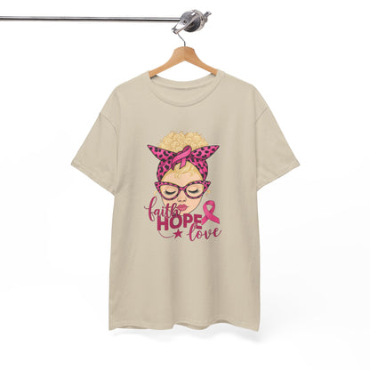 Hope Love Pink Ribbon Tee - Breast Cancer Awareness
