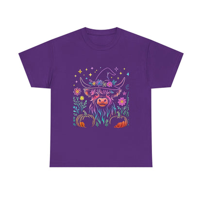 🎃 Magical Highland Cow Tee – Witchy Pumpkin Farm Shirt