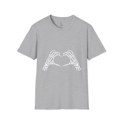Skull Heart T-Shirt - Unisex Graphic Tee for Halloween, Love, Gifts, Casual Wear, Skeleton