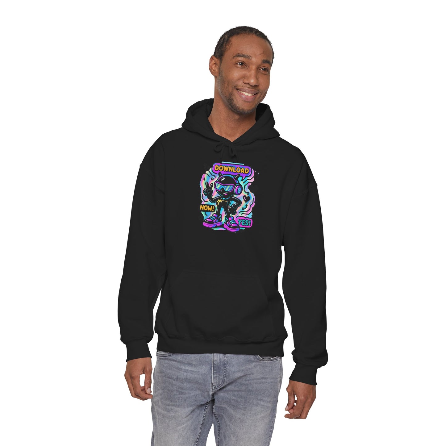 Psychedelic Alien Skate Hoodie — "Down Lord" Neon Graphic Pullover