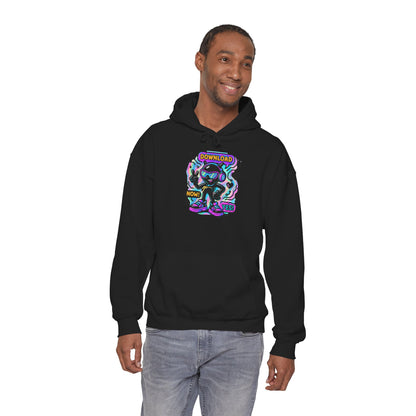 Psychedelic Alien Skate Hoodie — "Down Lord" Neon Graphic Pullover